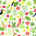 Vector tropical floral seamless pattern Royalty Free Stock Photo