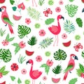 Vector tropical floral seamless pattern