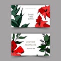 Vector Tropical flowers and leaves. Black and white engraved ink art. Wedding background card decorative border. Royalty Free Stock Photo