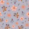 Vector tropical flowers seamless pattern repeat on light blue background