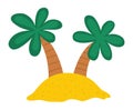 Vector tropical island icon. Cute sea isle with sand and palm trees illustration. Treasure island picture. Funny pirate party