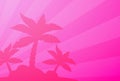 Vector Tropical Landscape. Palm under clean pink sky. Picture with neutral background and copy space.