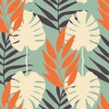 Vector tropical leaves seamless pattern repeat background