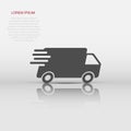 Vector truck, car icon in flat style. Fast delivery service shipping sign illustration pictogram. Car van business concept Royalty Free Stock Photo