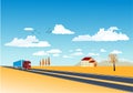 Vector truck drivies on the highway, in the desert landscape, kazakhstan landscape vector