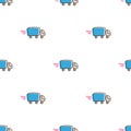 Vector truck icons seamless pattern. Funny express