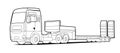 Vector truck; outline, contour tractor, low loader trawl for transportation of road equipment, tractors, graders, scrapers,