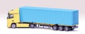 Vector truck with semi-trailer and cargo container