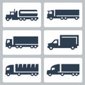 Vector trucks icons set, side view