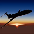 Vector Tu-154 at sunrise Royalty Free Stock Photo