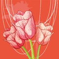 Vector tulip background with peal beads