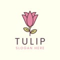 vector tulip flower color vintage style logo minimalist template illustration design Royalty Free Stock Photo