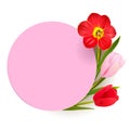 Vector Tulips with Round Label