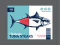 Vector tuna packaging or label design Royalty Free Stock Photo