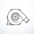 Vector turbocharger isolated. Turbocharger icon