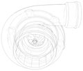 Vector turbocharger isolated. Vector illustration. Tracing illustration of 3d