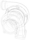 Vector turbocharger isolated. Vector illustration. Tracing illustration of 3d