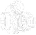 Vector turbocharger isolated. Vector illustration. Tracing illustration of 3d