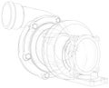 Vector turbocharger isolated. Vector illustration. Tracing illustration of 3d