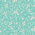 Vector turqouise and white flowers and pink foliage seamless pattern background Royalty Free Stock Photo