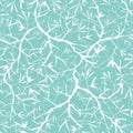 Vector turquoise blue and white bracnhes painted texture. Seamless repeat pattern background. Great for wallpaper, cards Royalty Free Stock Photo