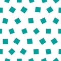 Vector turquoise hand drawn painterly squares with irregular edges in multidirectional design. Loose seamless pattern