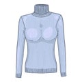 Vector Turtleneck Sweater. Women Casual Clothing Cartoon Illustration
