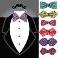 Vector tuxedo with ornamental bow tie set