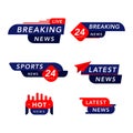 Vector tv news banner interface set. news label strip icon, live news, hot news, sports and latest, breaking news. live stream Royalty Free Stock Photo