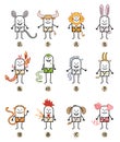 Twelve Chinese Zodiac Cartoon Characters Signs Royalty Free Stock Photo