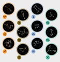 Twelve Zodiac Constellations and Signs