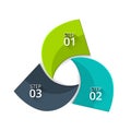 Vector twisted diagram for business infographic. Abstract element of cycle diagram with 3 steps, options, parts or