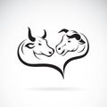 Vector of two bull head design on white background. Easy editable layered vector illustration. Wild Animals Royalty Free Stock Photo