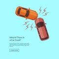 Vector two cars accident top view illustration