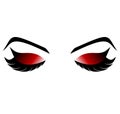 Vector of two closed eyes logo with red eyeshadow isolated on white background, makeup, woman