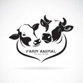 Vector of two cows head design on a white background. Animals farm. Cows Icon or logo. Easy editable layered vector illustration