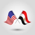 Vector two crossed american and egyptian flags Royalty Free Stock Photo