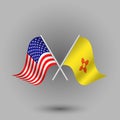 Vector two crossed american and flag of new mexico symbols of united states of america usa Royalty Free Stock Photo