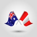 Vector two crossed australian and peruvian flags Royalty Free Stock Photo