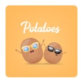 vector two friends tiny kids potato characters having fun isolated on orange background. Happy Friendship day vector Royalty Free Stock Photo