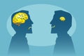 Two men with different brain sizes looking at each other Royalty Free Stock Photo