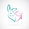 Vector of two rabbit head design on white background. Wild Animals. Rabbit logo or icon. Expression of love. Easy editable layered