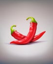 Vector two red hot chilli peppers on a brown background Royalty Free Stock Photo