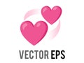 Vector two revolving hearts switching places icon with circular line