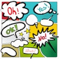 Vector typical comic book page with various speech bubbles Royalty Free Stock Photo
