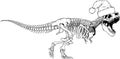 vector Tyrannosaurus Rex dinosaur skeleton outline illustration Royalty Free Stock Photo