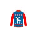 Vector ugly sweaters for Christmas party. Knitted jumpers with winter patterns