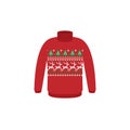 Vector ugly sweaters for Christmas party. Knitted jumpers with winter patterns