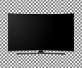 Vector UHD Smart Tv with black curved screen on white background. Royalty Free Stock Photo