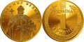 Vector Ukrainian money gold coin hryvnia